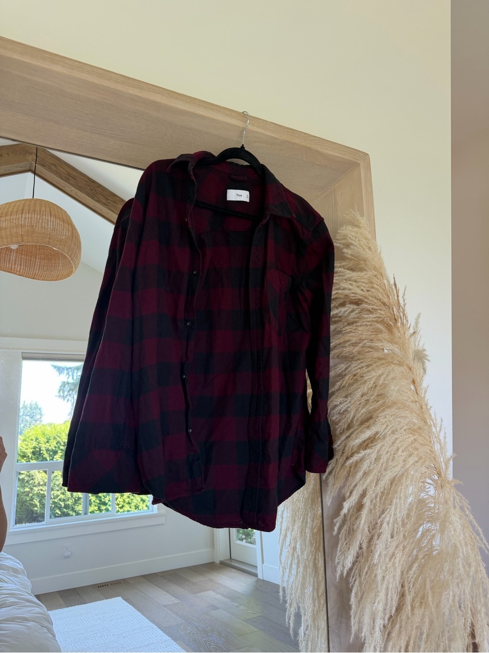 Aritzia (formerly TNA) Burgundy and Black Plaid Button-Down Shirt